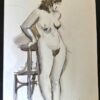 Mujer apoyada en silla desnudo acuarela Antonio García Calvente