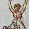 Desnudo mujer brazos al cielo óleo sobre lienzo pintura artística