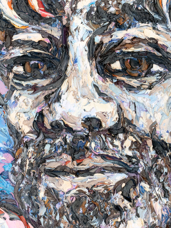 El dragón sobre el busto del héroe-1 rostro héroe pintura al óleo