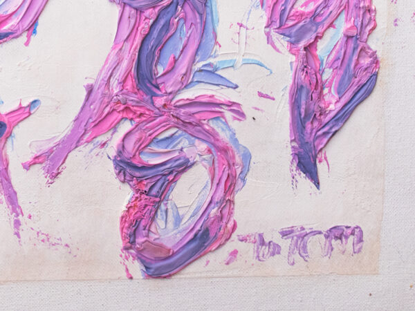 Cuadro abstracto figurativo Movimiento figuras violeta y rosa