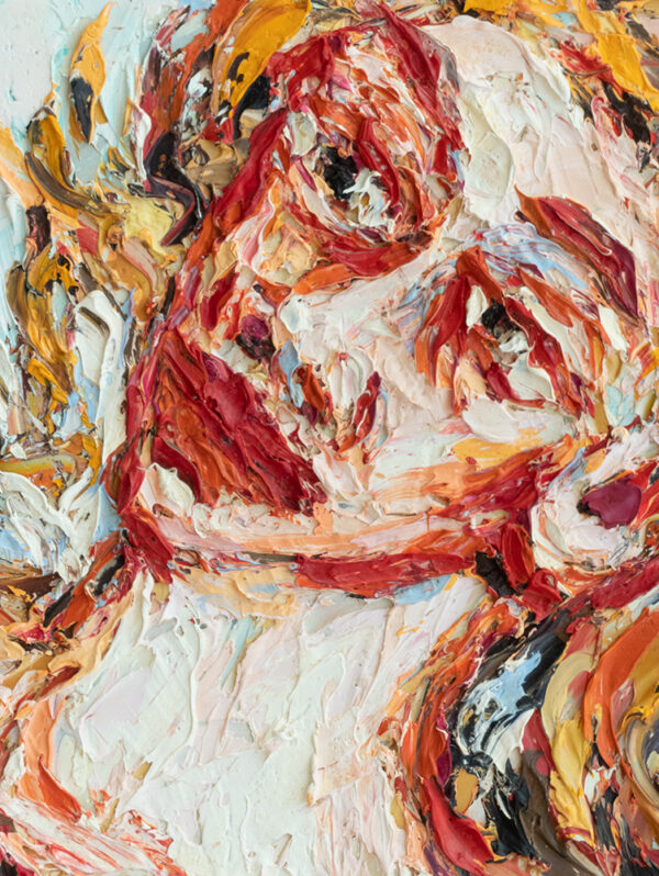 pintura figurativa desnudo mujer corriendo detalle retrato