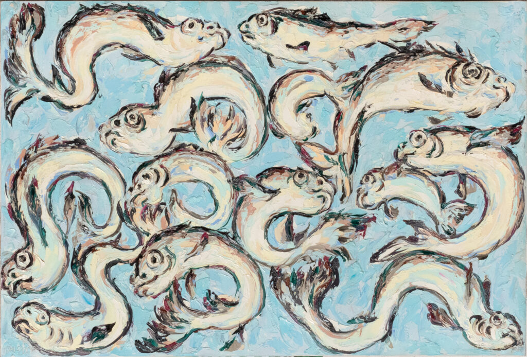pintura taoísta peces en el cielo