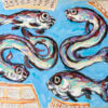 pintura taoísta filosófica peces en el cielo