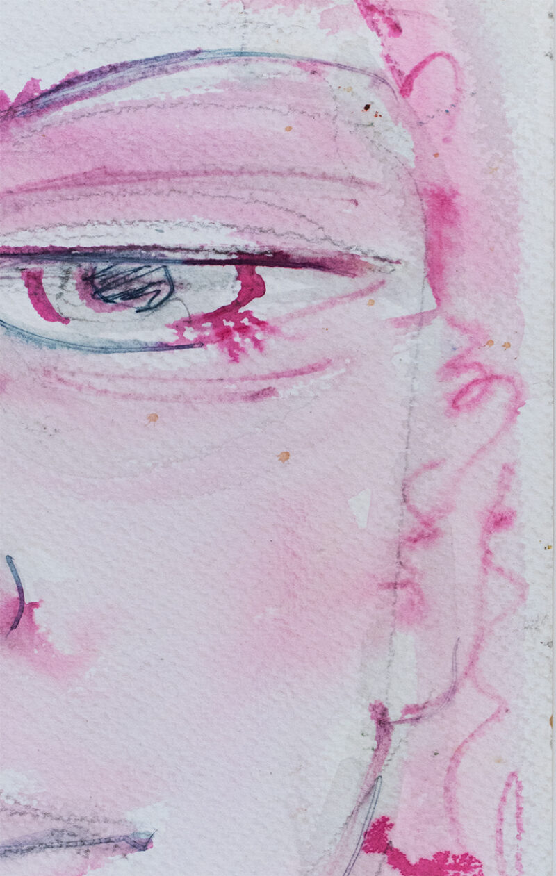 Retrato mujer tonos rosas