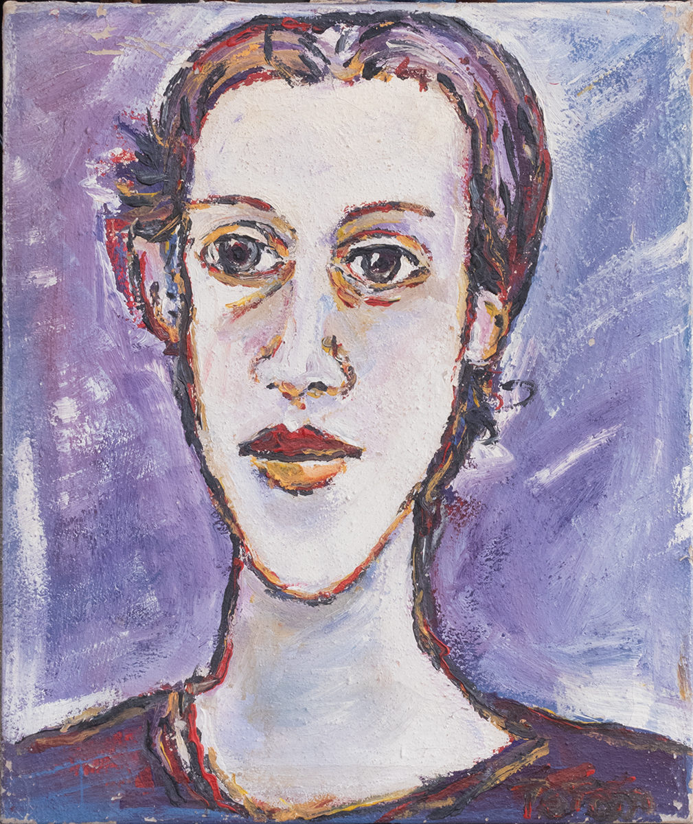 Retrato sobre violeta mujer