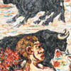 Torero y plaza de toros, óleo sobre lienzo