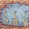 Pintura tres serpientes en una charca óleo sobre lienzo Antonio García Calvente