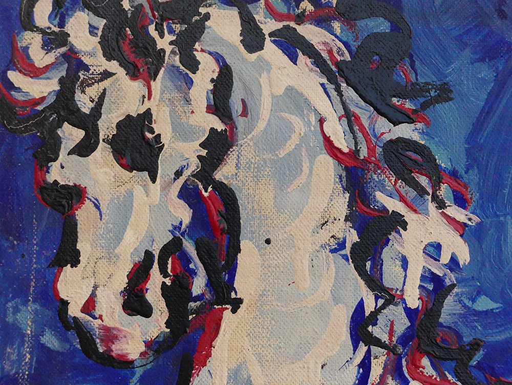 caballo azul pintura detalle