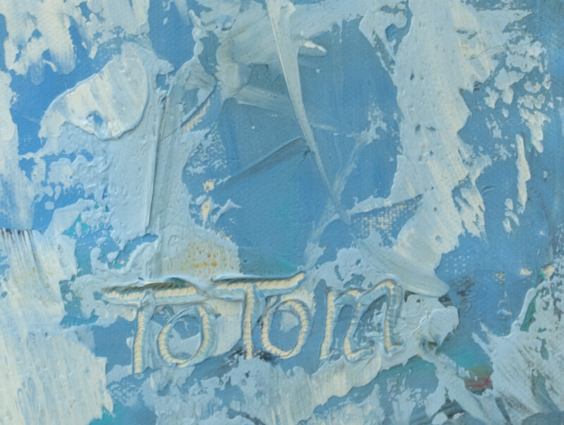 Pintura artística detalle firma Totom