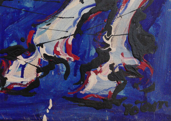 pintura caballo sobre fondo azul Antonio García Calvente detalle