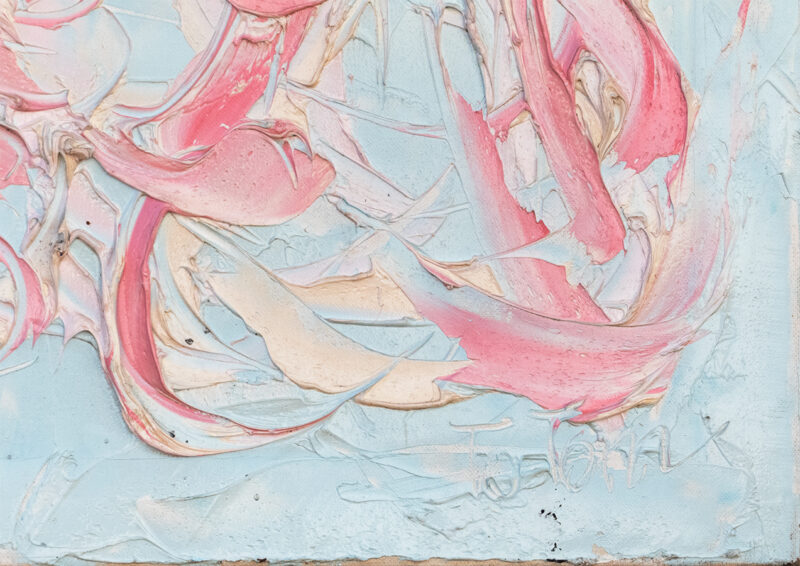 Abstracto movimiento dos figuras rosas y azul
