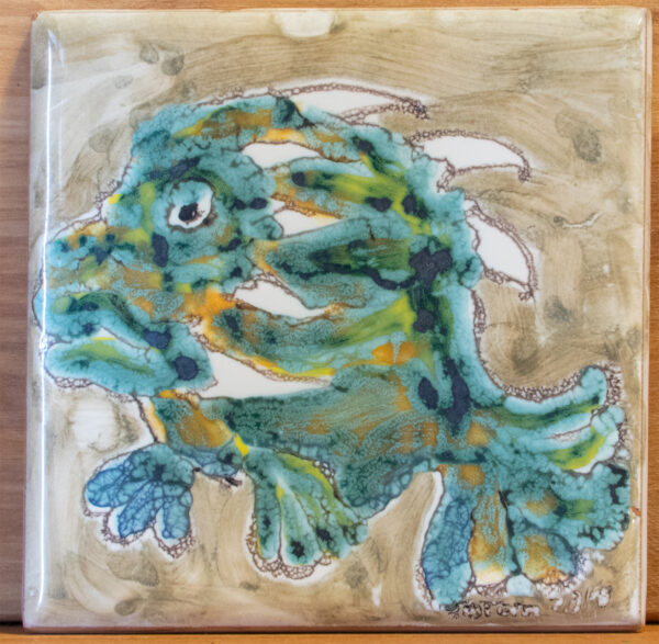 azulejo 10x10cm cerámica artesanal pez