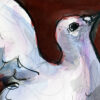 paloma sobre fondo rojo, pintura simbolica