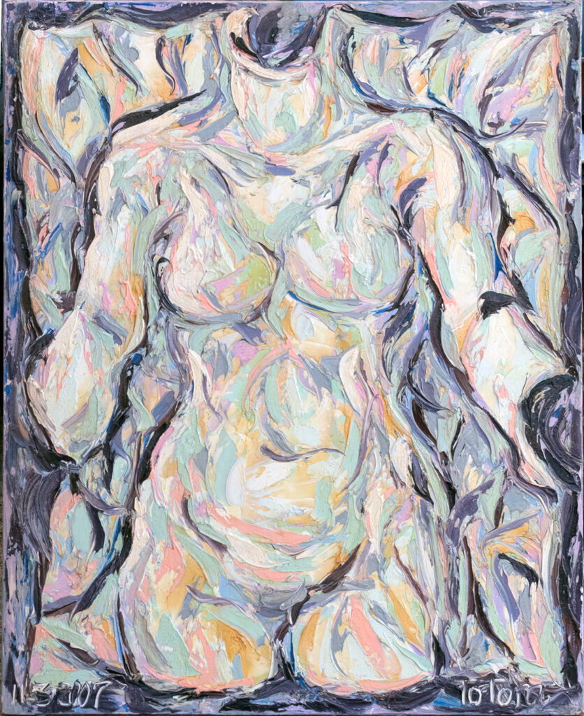 busto femenino sin cabeza pintura expresionista