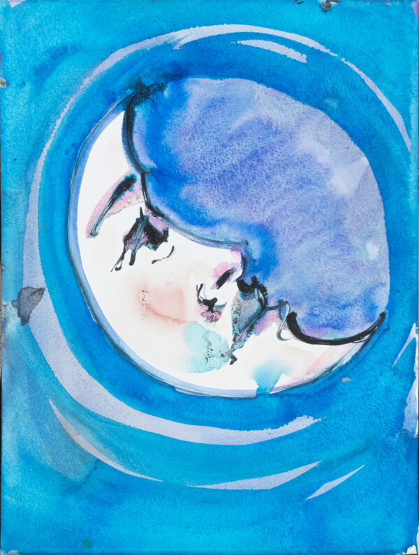 luna acuarela, alquímia, azul. Antonio García Calvente