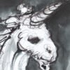 pintura de cabeza unicornio con tintas